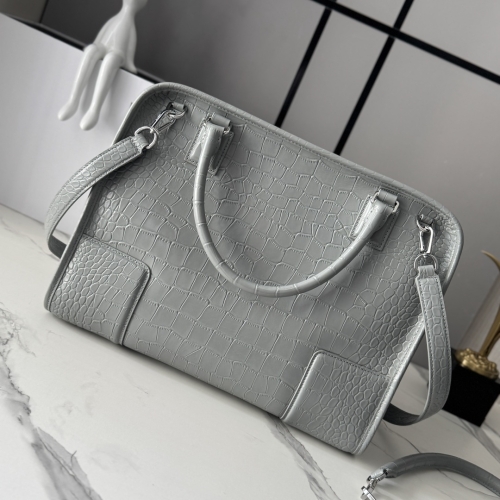 Сумка Loewe Amazona 108 croco серая